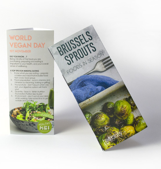 Triangle Table Talker promoting brussel sprouts